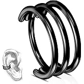 WPGLOOK G23 Titanium Double/Triple Conch Piercing Jewelry: 16G Nose Hoop Rings 8mm/10mm/12mm Hypoallergenic Cartialge Earrings