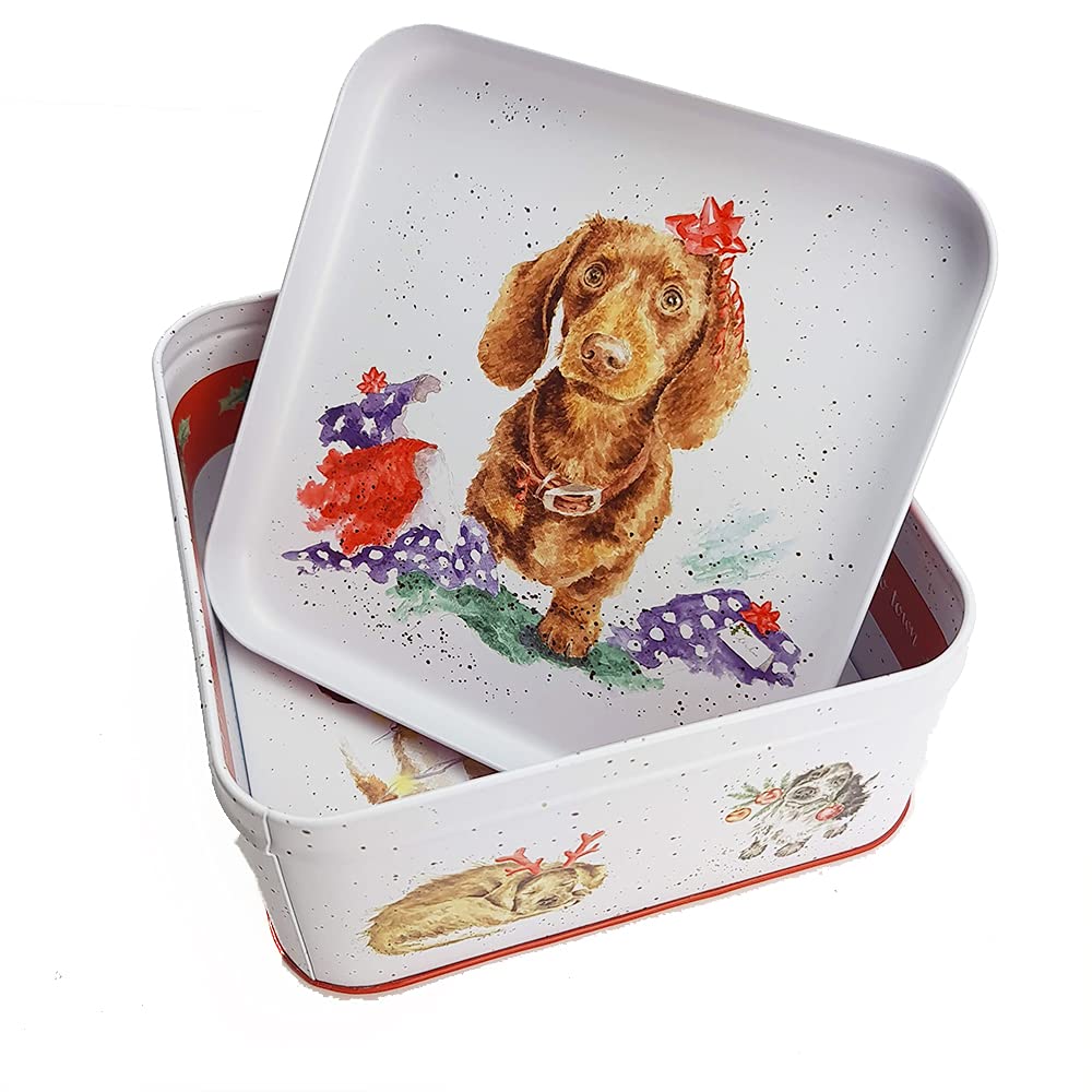Wrendale Designs by Hannah Dale - Santa’s Little Helper - Festive Design Tin - 167mm x 167mm x 80mm