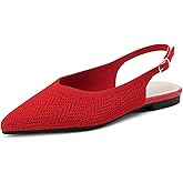 AHZEHRSE Slingback Ballet Flats for Women Pointed Toe Adjustable Buckle Strap Flats Comfortable Dressy Flats for Work & Party Knit Slip On Shoes