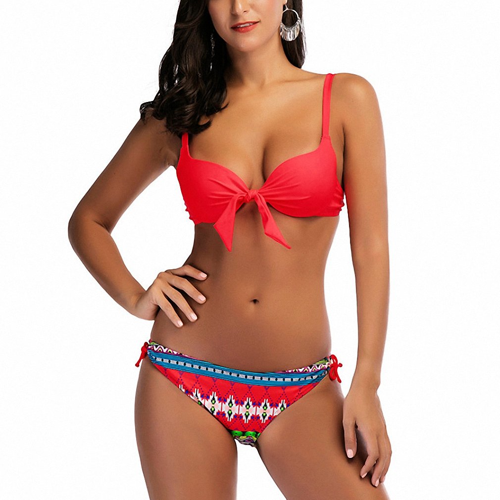 TinpiaWomens Bikini Set Sexy Biquini Bathing Suit Women Solid Swimwear Swimsuit Brazilian Bandage Cossies Bathers E418