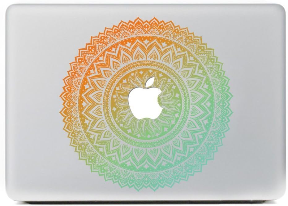 ArtDura Mandala Removable Vinyl Decal Sticker Skin for Apple MacBook Pro Air Mac 13" inch/Unibody 13 Inch Laptop - Orange Green Round