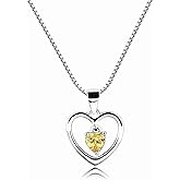 Cherished Moments Girl's .925 Sterling Silver "Dancing Heart" Simulated Birthstone Necklace
