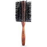 Spornette Italian XL Rounder Hair Brush - Round Double Density Boar Bristle Brush With Wooden Handle For Blow Drying, Styling, Volumizing, Straightening And Curling Medium To Long Hair (3 Inch)