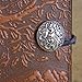 Genuine Leather Refillable Journal Cover with a Hardbound Blank Insert, 6x9 Inches, Tree of Life, Saddle with a Pewter Button, Made in the USA by Oberon Design