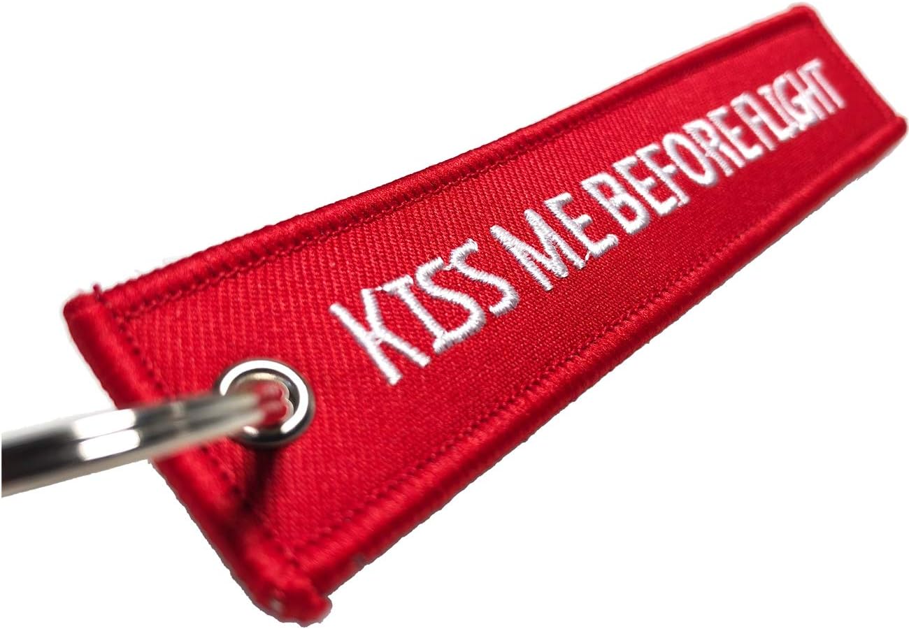 Jino Unique Keychain with Key Ring for Motorcycles, Scooters, Cars and More Gifts (Kiss Me Before Flight)