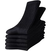 DarkCom Striped Crew Socks, Casual Comfort for Women and Men, 5 Pairs | Seamless, Solid Cotton Tube Socks