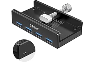 ORICO USB 3.0 Monitor-Edge and Desk-Edge 4-Port Clip-Type Hub, Extra Power Supply, Space-Saving, Compact, Ultra-Portable Trav