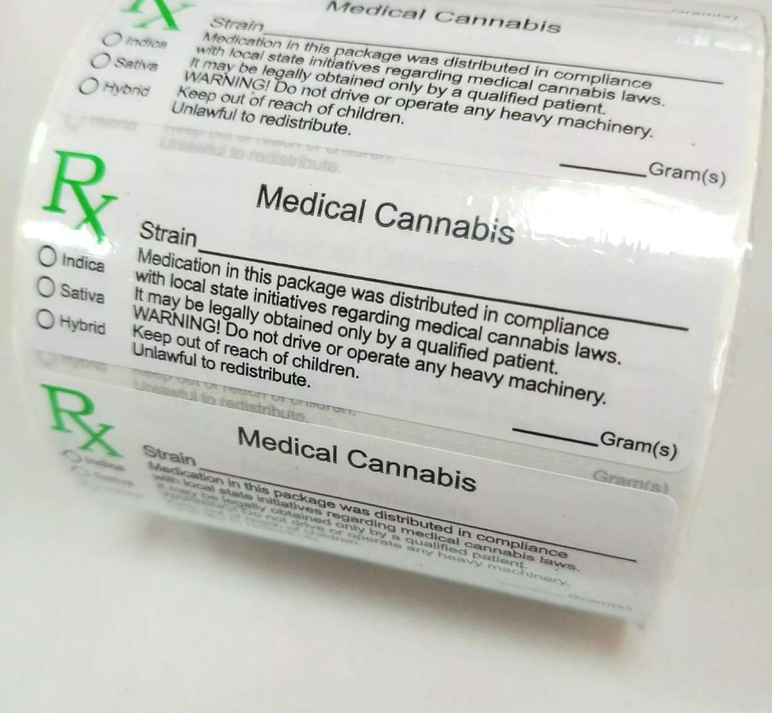 Roll Extra 100X RX MEDICAL LABELS - sticker labels for squeeze pop tops, vials, compliant strain labels