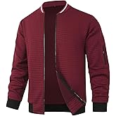 HOOD CREW Men’s Lightweight Casual Jackets Varsity Bomber Jacket Coat with Zipper