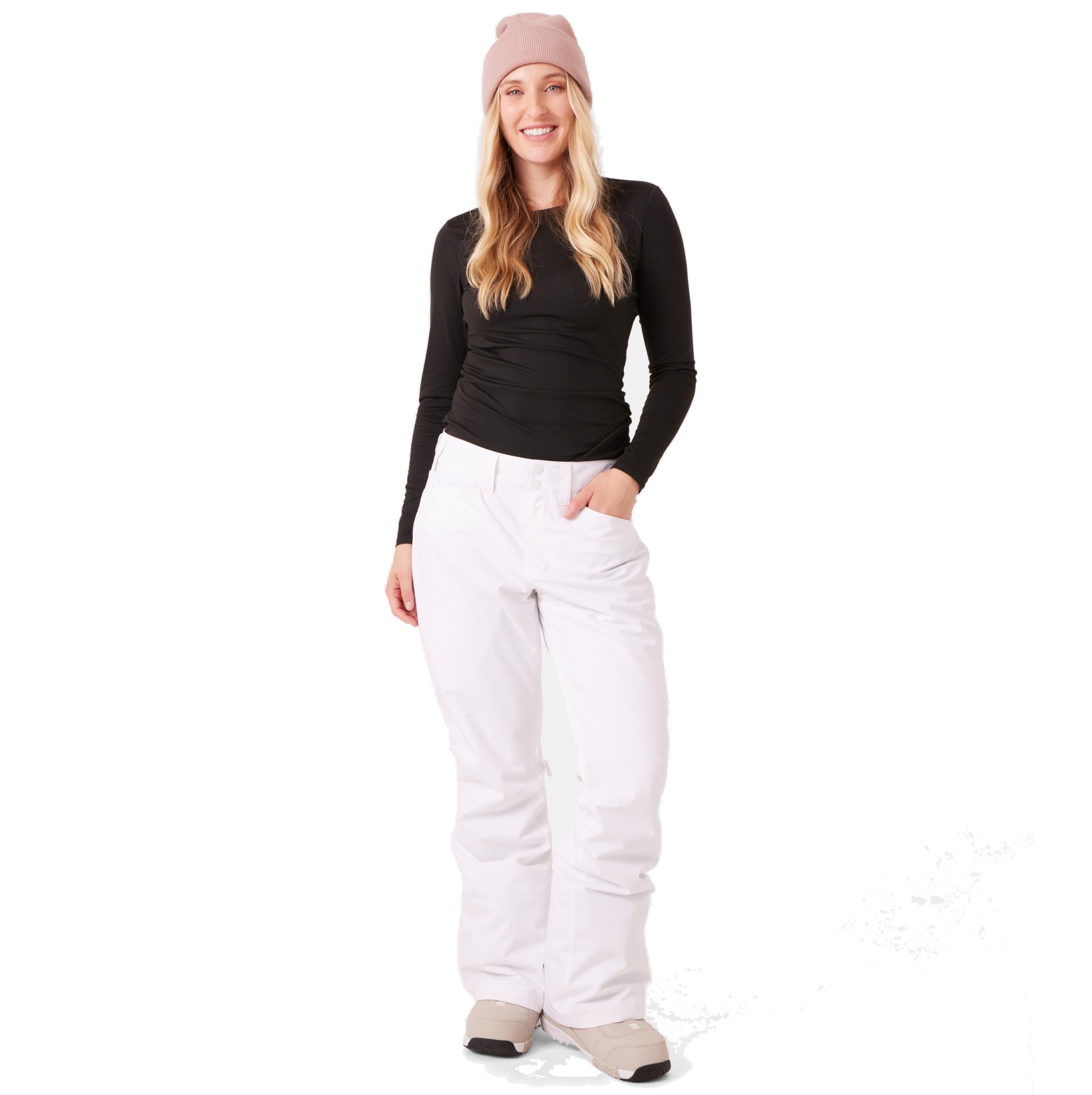 Roxy Women’s Backyard Snow Pant – 10K Waterproof Ski & Snowboard Pants, Tailored Fit, Insulated, Snow White, Medium