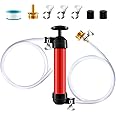 RV Antifreeze Siphon Hand Pump Kit, Liquid Transfer Pump with Two 1 Metre Clear PVC Hoses for Petrol, Oil and Fluids, Fuel Si