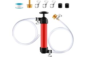 NIUYHE RV Antifreeze Siphon Hand Pump Kit, Liquid Transfer Pump with Two 1 Metre Clear PVC Hoses for Petrol, Oil and Fluids, Fuel Siphon Pumps with 2 Clamps, Camper, Boat Winterization Accessories