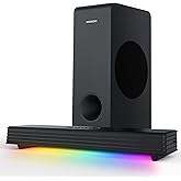 MEREDO Sound Bar for Smart TV 160W 3.1CH PC Gaming Soundbar with Subwoofer RGB Lighting Audio Sync Surround Sound System BT 5.3/HD-ARC/Optical/AUX/USB for Desktop Tablets Consoles Home Cinema