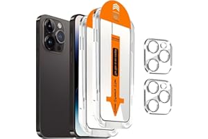 2 Pack [Auto Alignment Kit] Screen Protector for iPhone 14 Pro Max 6.7'' with 2 Pack Camera Protector [10X Military Protectio