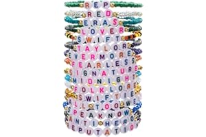 RINTOLER Friendship Bracelets Lover Eras Tour Folklore Reputation Bracelet for Women Girls - Heishi Surfer Clay beaded Bracelets Set for Eras Music - TS Album Inspired Bracelets Set for TS Fans.
