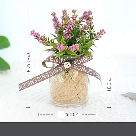 Amazon Co Jp フェイクグリーン 人工観葉植物 ミニラベンダーの鉢植えの装飾品造花偽の花緑の植物家の装飾植物工芸品家具 ホーム オフィス ベランダ ガーデン 結婚式 パーティー Color Yellow Size As Picture Home Kitchen