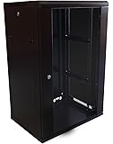18u 19" 600mm Deep Black Wall Mounted Data Cabinet Patch Panel PDU Comms Network