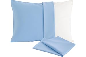 ORGANICTUNE Microfiber Toddler Pillowcases with Envelope Closure, 2 Pack 100% Brushed Microfiber Super Soft Travel Kids Nursery Pillow Cases, 14"x20" Fits Pillows Sized 12"x16" 13"x18" 14"x19", Sky Blue