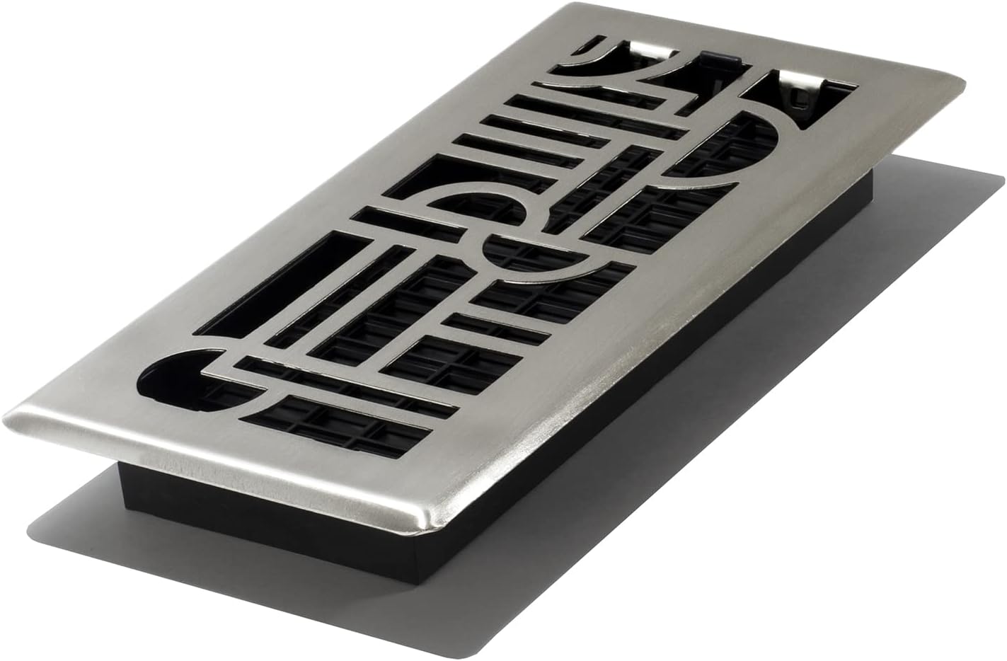 Registers, Grilles & Vents - Décor Grates ADH410-NKL Art Deco Floor Register, 4x10 Inches, Brushed Nickel