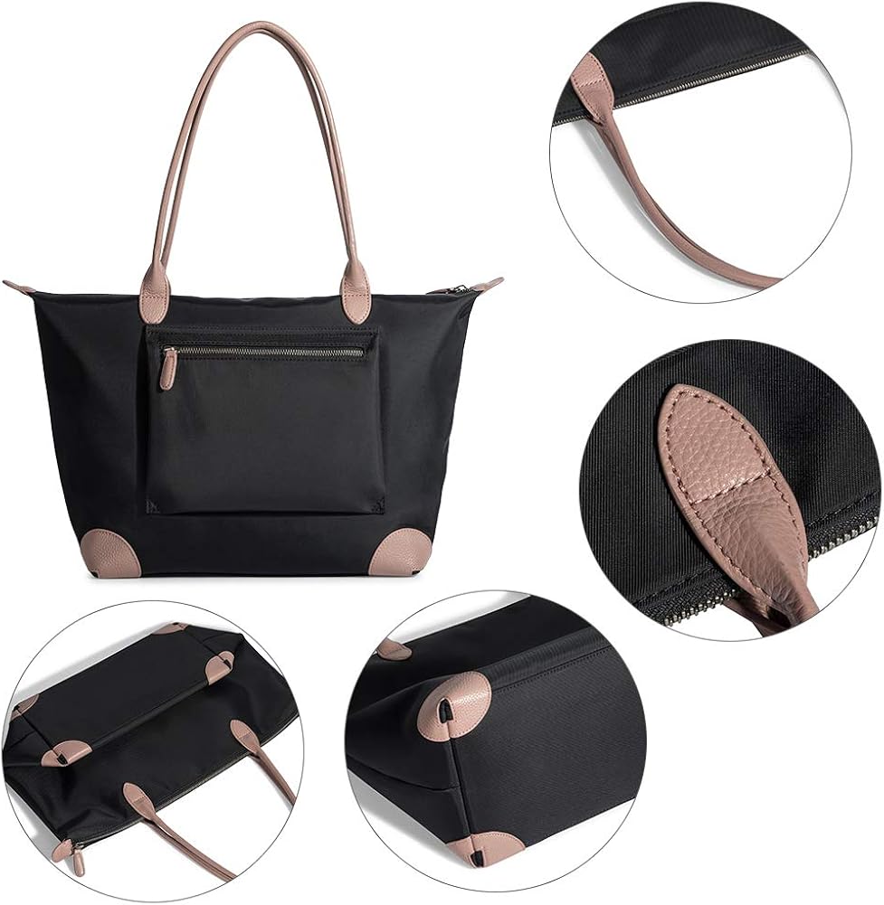 Doris&Jacky Tote Bag For Women Large Lightweight Designer Leather Nylon Work Shoulder Bag And Foldable Travel Purse - Image 4