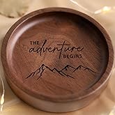 La Boda Personalized Wooden Ring Tray, Engraved Rings Holder, Engagement Ring Dish with Initials and Date, Custom Wedding Gifts for Couple, Birthday Gifts for Her, Bridal Shower