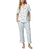 BedHead - Classic Stretch Cropped Jersey PJ Set - Retro Surf - Large