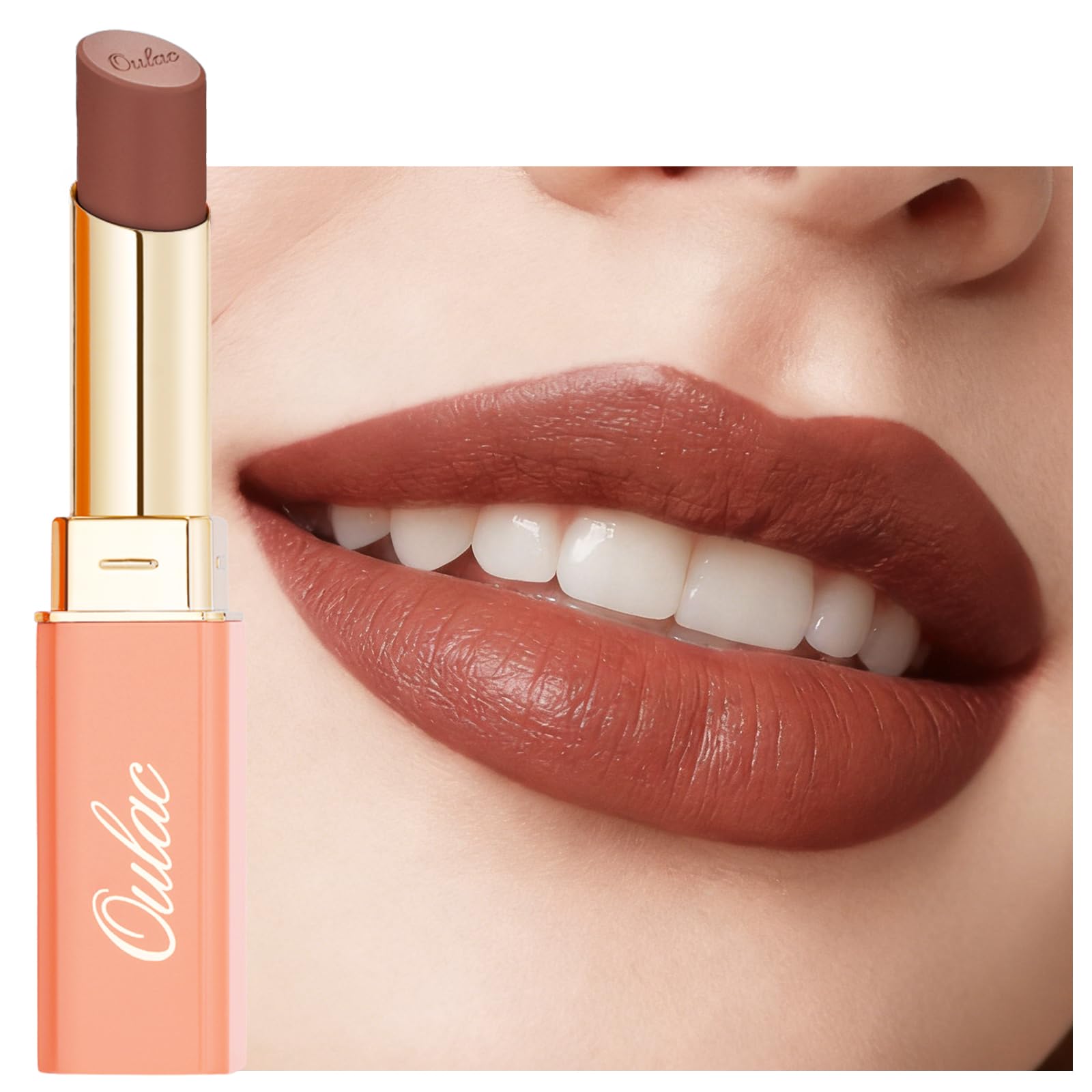 Oulac Satin Matte Lipstick - Rich Brown Long Lasting Lip Stick for Women, Intense Color with Smooth Creamy Texture Lip Colour, Moisturizing & Weightless Formula Lip Makeup, Vegen, 4.3g, SG15 Barbara