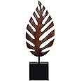 Decozen Wooden Leaf Sculpture - Hand‑Carved Solid Wood Coffee Table Decor and Western Decor Accent for Living Room, Mantel, Bookshelf Centerpiece