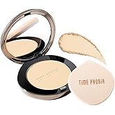TIMEPHORIA Timeless Optima Cover-Blur Skin Perfection Powder Foundation - Full Coverage, Blur Matte Finish, 16H Oil Control, Non-Comedogenic, with Double-Sided Applicator (01 Creme)