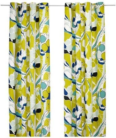 Ikea Janette Pair Of Curtains Green 2 Panels Amazon Ca Home