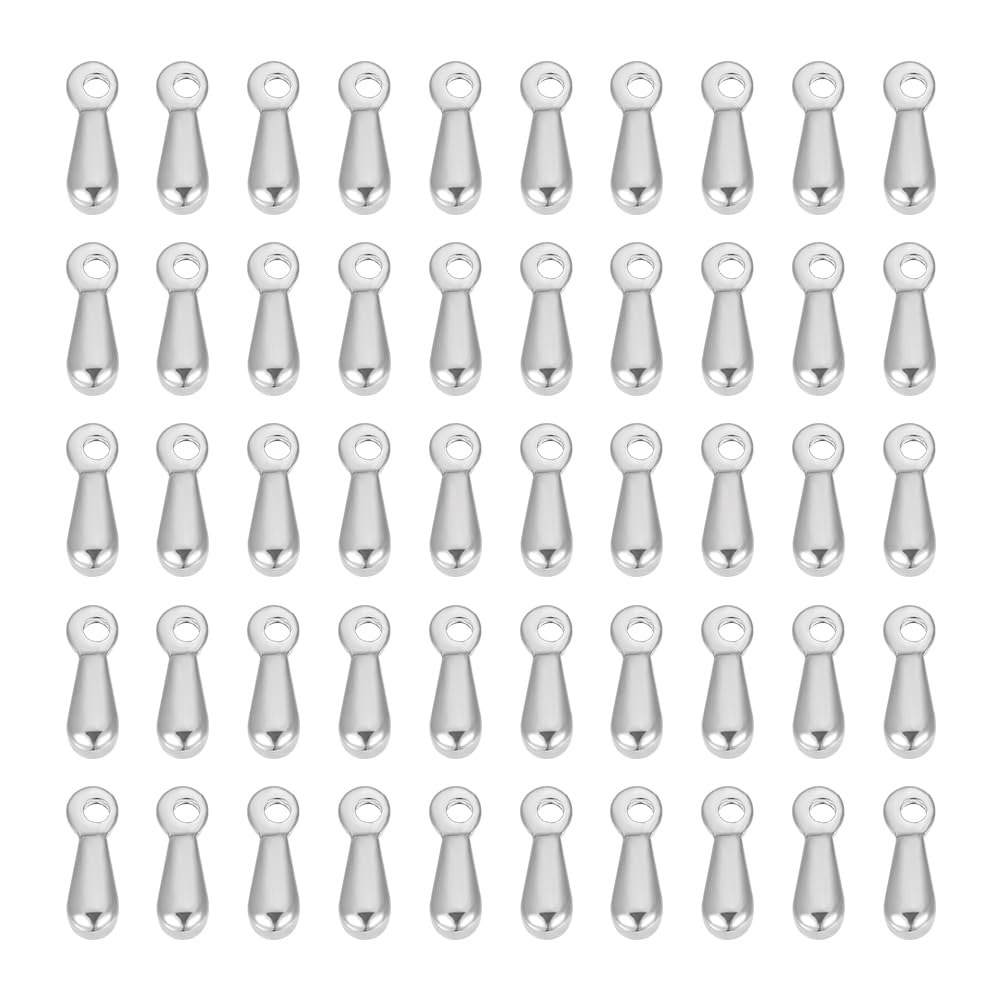 UNICRAFTALE 50pcs Teardrop Dangle End Charms - Stainless Steel Chain Terminators for DIY Jewelry Making