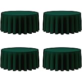 BRILLMAX 4 Pack Hunter Green Round Tablecloths 132 Inch for 72” Tables - 150 GSM Polyester Fabric, Floor Length Drop, Water, Stain & Wrinkle Resistant Cloth Cover for Wedding Reception Banquet Dining