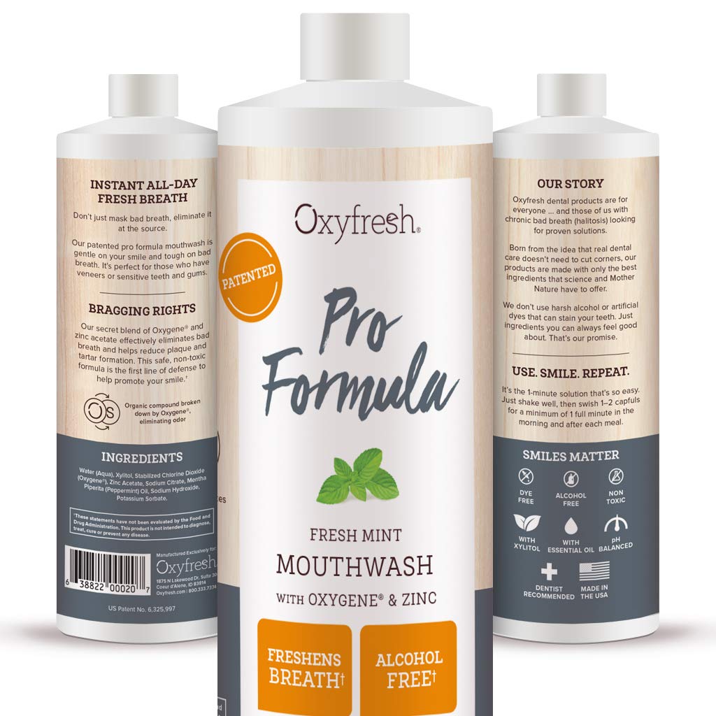Oxyfresh Mouthwash Patented Pro Formula with Oxygene and Zinc Dentist