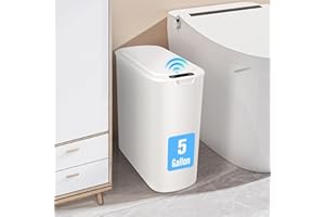Cesun Motion Sensor Trash Can, 5 Gallon Automatic Bathroom Garbage Can with Lid, Touchless Smart Plastic Slim Wastebasket for
