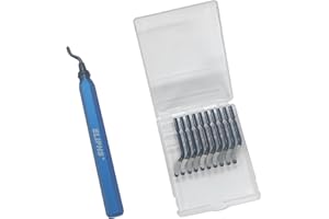 ELIPHS Deburring Tool Kit with 11pcs HSS Blades, Deburring Tool for Metal Resin Plastic Wood Aluminum Copper | 3D Printing | Pipe deburring, 360 Degree Rotary Head