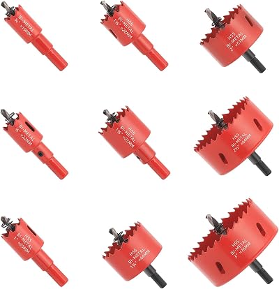 GARHWAL Bi-Metal Hole Saw Kit 9 Pcs 3/4 to 3 in with Arbor & Pilot Bit