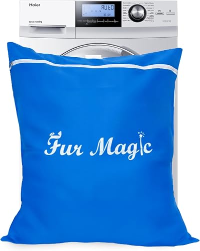 Fur Magic Pet Laundry Bag Large Blue for Dog Cat Fur Removal