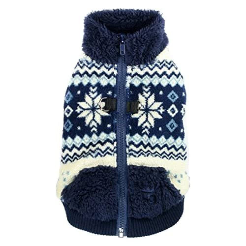 Hip Doggie HD 7SVN XS Soft Snowflake Fleece Vest Dog Jumper, XS, Blue