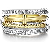 sagrence Stackable Cross Rings for Women Non Tarnish Interlocking 4 Stack Twisted Rings Set Faith Jewelry for Women Dainty Bands