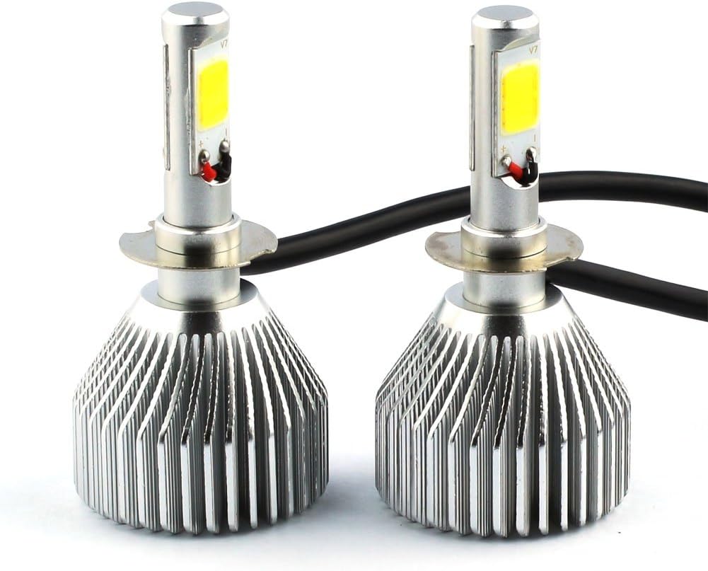 Autech H3 LED Headlight Headbulbs Car Crystal Night Clear All-in-one LED Implementation headlamps 30W 3600LM Socket H3 6000K White Bulb kit Without Fan to Longer Lifespan [2 Yr Warranty]