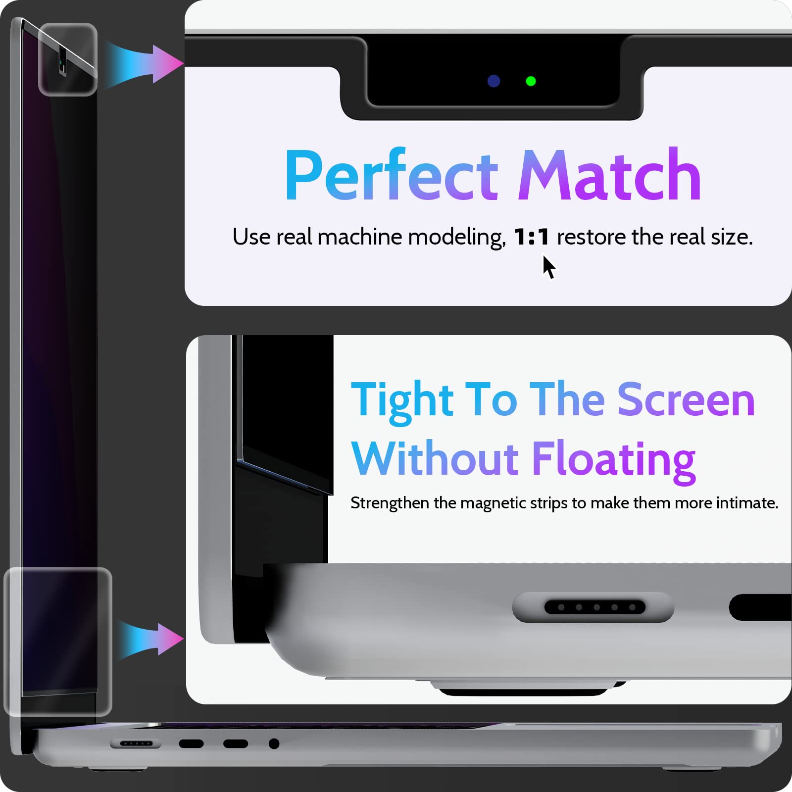 Magnetic Privacy Screen for MacBook Pro 16 Inch (2021-2024, M1, M2, M3, M4), 16inch Removable Matte Anti Blue Light Glare Private Filter Protector for Mac Pro 16.2