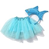 TIKSON Adorable Kids Fish Costume Headband and Tutu 2pcs Set for Halloween Animal Dress Up Accessories