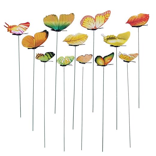 CXZC 12pcs Papillon 3D pour Pot de Fleur de Jardin Planteur Enjeux ...