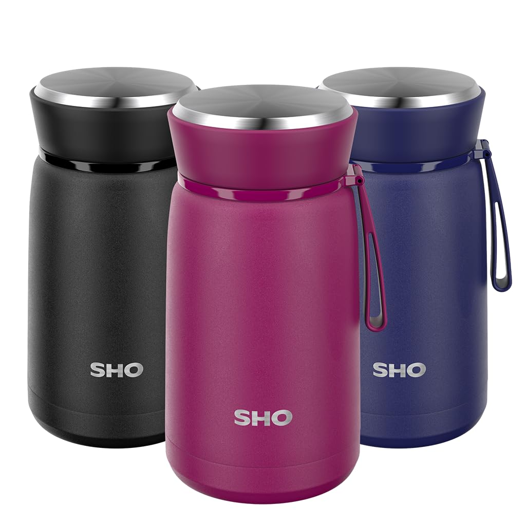 SHO Food Flask - Vacuum Insulated, Double Walled Stainless Steel Food Flask & Food Container - 10 Hours Hot & 20 Hours Cold - 530ml 800ml - BPA Free (Very Berry, 800ml)
