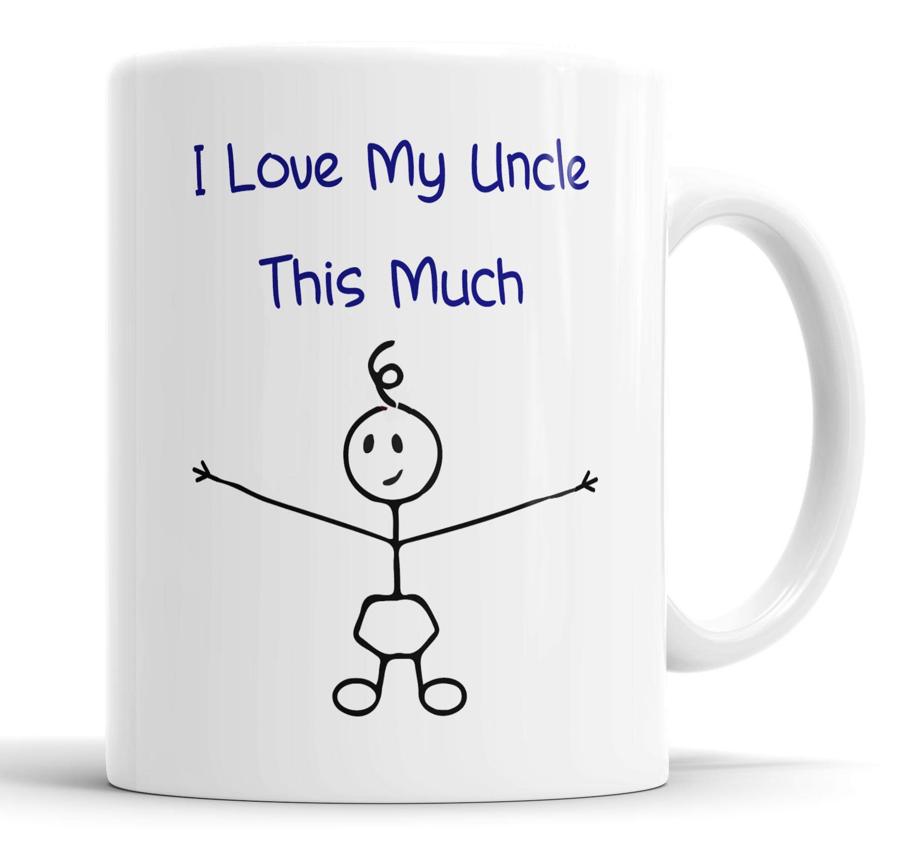 Faithful Prints Uncle Mug from Nephew - I Love My Uncle This Much Mug (Boys) - 11oz Ceramic Gift for Uncle Birthday Christmas from Nephew, Father's Day Coffee Cup, Novelty Present