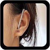Andelaisi Boho CZ Ear Climber Earrings Vintage Cuff Hook Needle Piercing Earring Silver Crystal Ear Bar Wrap Earrings Punk CZ Edgy Pin Single Stud Earring Jewelry for Women