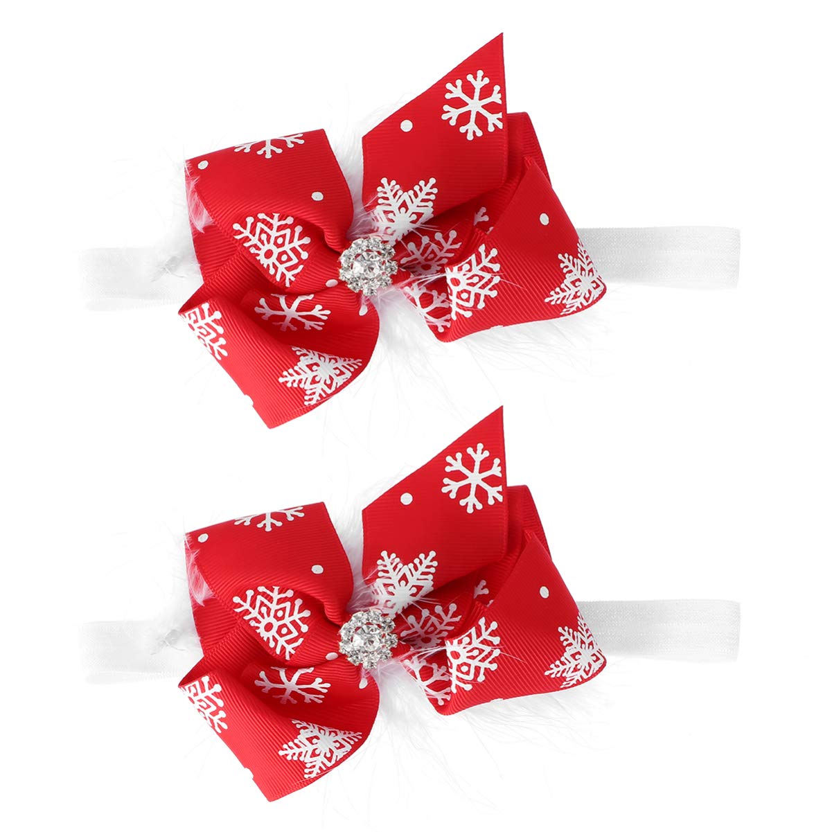 FRCOLOR 2pcs Christmas Baby Girl Headbands Snowflake Bow-knot Head Wraps Hairband Hair Accessories For Toddlers Infants Newborn