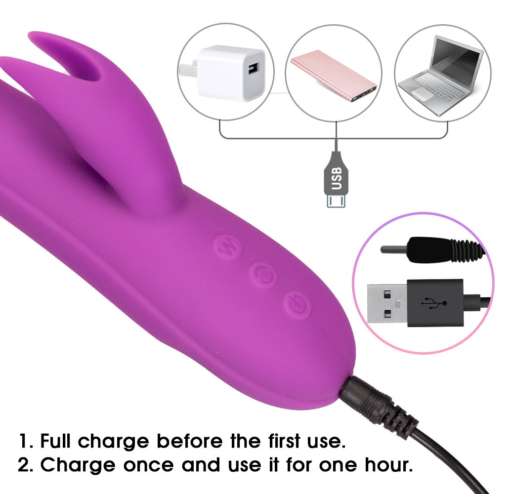 Fondlove Rabbit Vibratoren für sie Klitoris und G Punkt Vibration mit 12 Frequenz 7 Vibrationsmodi Dual Motor automatischer Stoßfunktion Beheizbar Wasserdicht Extrastark Wiederaufladbar Erotik Sexspielzeug