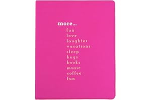 WORLD TRAVELER Eccolo Large Lined Journal Notebook, Hardbound Cover, Writing Journal, 256 Ruled White Pages, Ribbon Bookmark, Lay Flat, Desk Size for Work or School, More Fun More Love (Hot Pink, 8x10 inches)