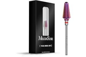 MelodySusie Professional Tornado Nail Drill Bits, 3/32'' Carbide Tungsten Multi-function Bits, Suitable for Manicure Pedicure Cuticle Gel Polishing, Salon Bits, Purple, Series Bit-X, Fine